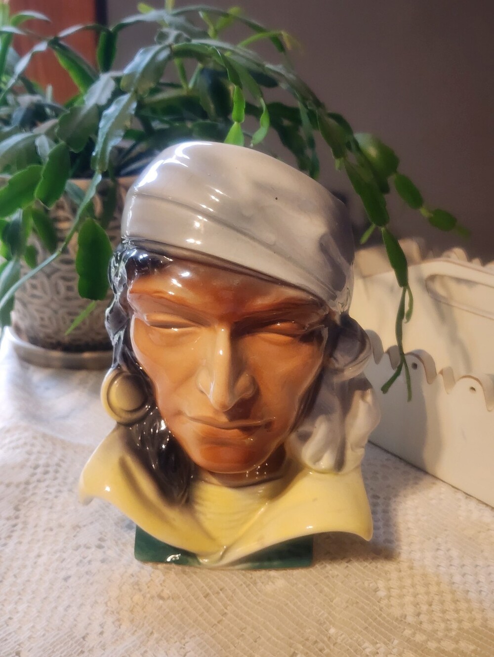 Vintage Royal Copley 1950s Pirate Head Wall Pocket Planter Signed VTG